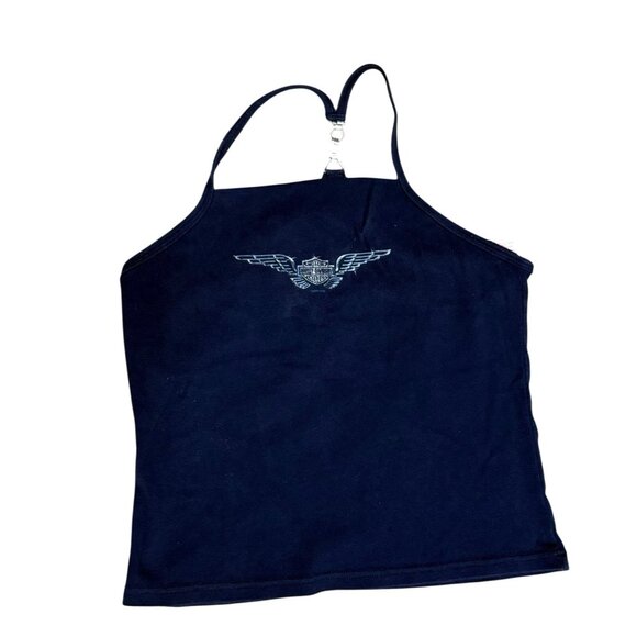 Harley Davidson Women's Size XL Navy Blue Racer Back Chicago Strappy Tank Top - Picture 3 of 4